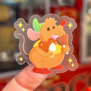 Hungry Gus Gus Snacks Transparent Sticker/ Cinderella sketch Princess Sidekick Mouse Disney Phone Case Sticker Journal laptop bottle decal