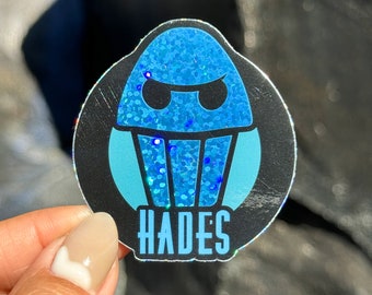 Hades Icon Badge Glitter Holographic Laptop Stickers/ Villain Hercules Disney Sleeping Beauty stationery decal laptop water bottle