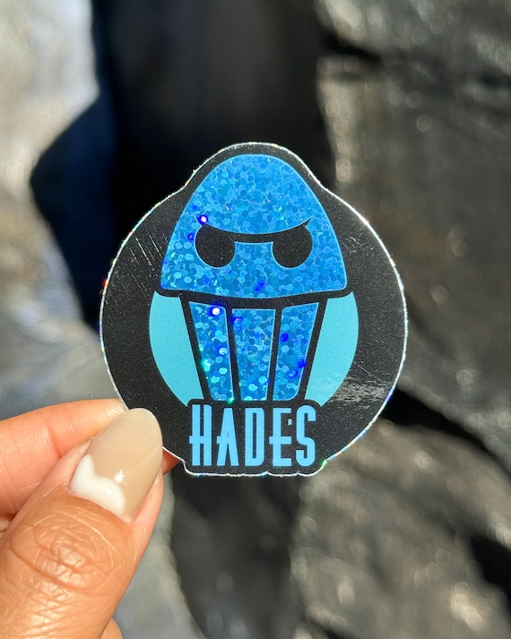 Hades Icon Sticker, Blue Glitter Holographic Vinyl Decal - Etsy