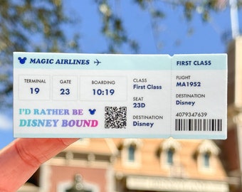 Boarding Pass To Disney Sticker/ Flight Travel Wanderlust Disney Vacation Laptop Stickers Vinyl Decals Bujo Journal