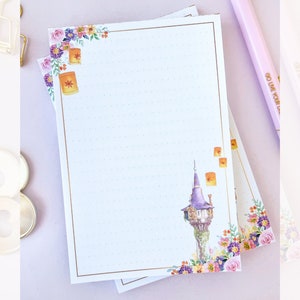 Notatnik Roszpunka Wieża Kwiatowy Memo/ 50 arkuszy siatki kropki dziennik/ papier do planowania Disney scrapbooking artykuły piśmiennicze