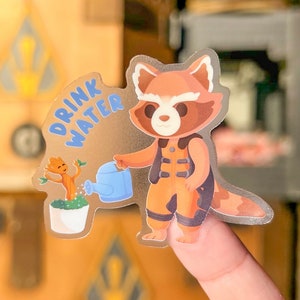 Naklejki na laptopa z Rocket i Baby Groot w formie transparentnej/przypomnienie o piciu wody naklejka na butelkę z wodą telefon komórkowy