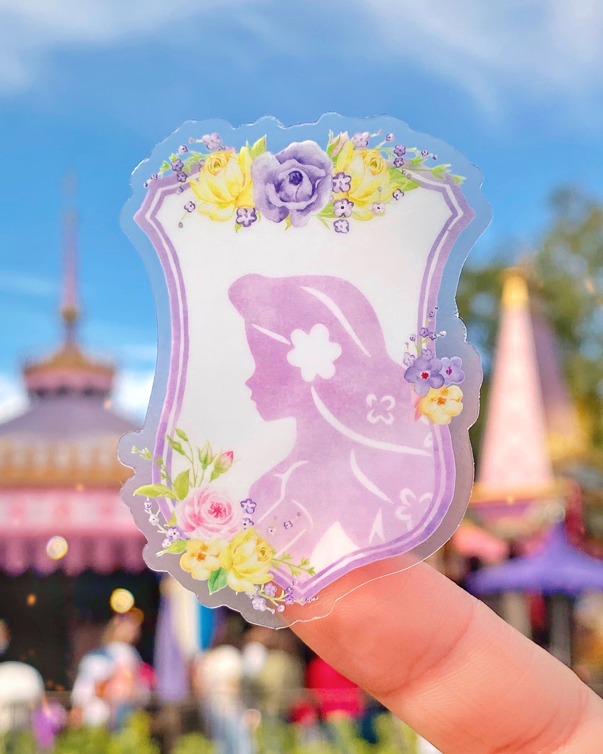 Rapunzel Floral Crest Tangled Transparent Stickers/ Princess 