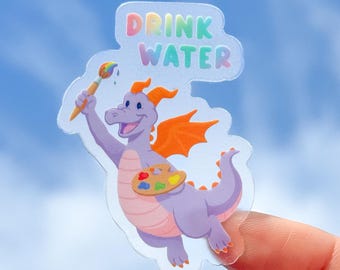 Figment Drink Water Transparent Laptop Stickers/ Hydrate Reminder for Epoct Fan planner stationery decal water bottle phone
