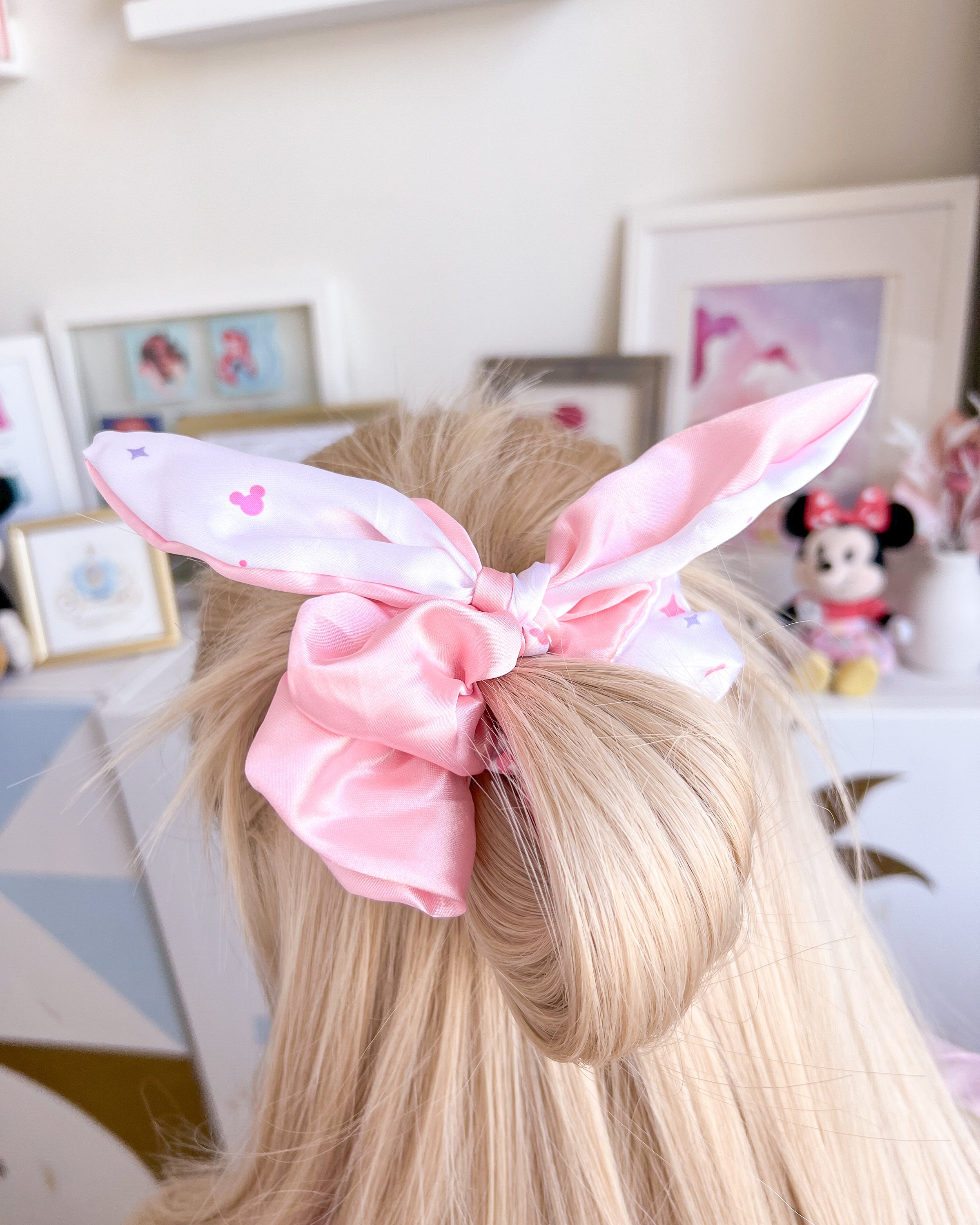 Pink Jumbo & Petite Satin Scrunchies (set of 2)/ Hair Tie 