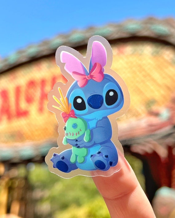 Stitch Bunny Ears Transparent Disney Laptop Stickers / Lilo e