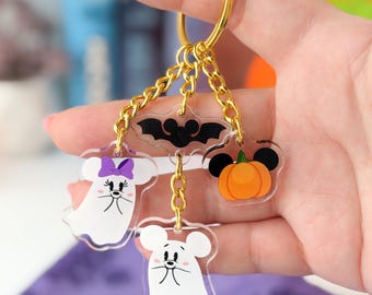 Mickey & Minnie Falloween Ghosts Keychain Charm