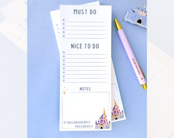 Must Do Nice To Do Castle Grocery List Planner Notepad/ Disneyland Disney Memo Home Work Shopping Checklist Stationery Kitchen Organizer