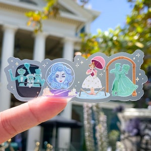 Haunted Mansion Landmarks Transparent Laptop Sticker/ Grim Grinning Ghosts Madame Leota decal cell phone planner  water bottle