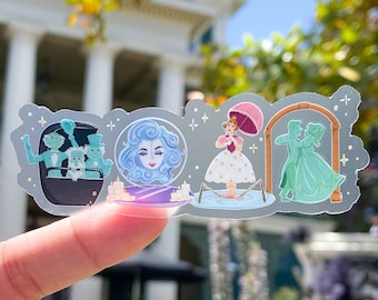 Haunted Mansion Landmarks Transparent Laptop Sticker/ Grim Grinning Ghosts Madame Leota decal cell phone planner  water bottle