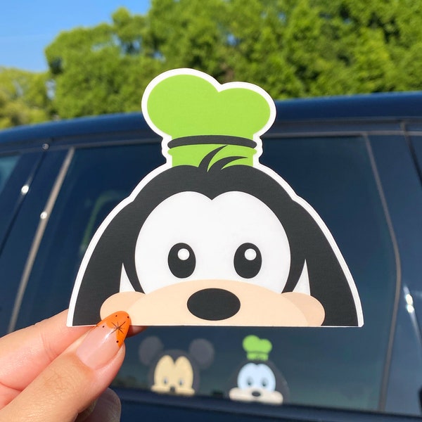 Goofy Peeker Transparent Car Decal/ Fab 5 Peekaboo Window Bumper Vinyl Disney Luggage Helmet Guitar Laptop Jumbo Sticker