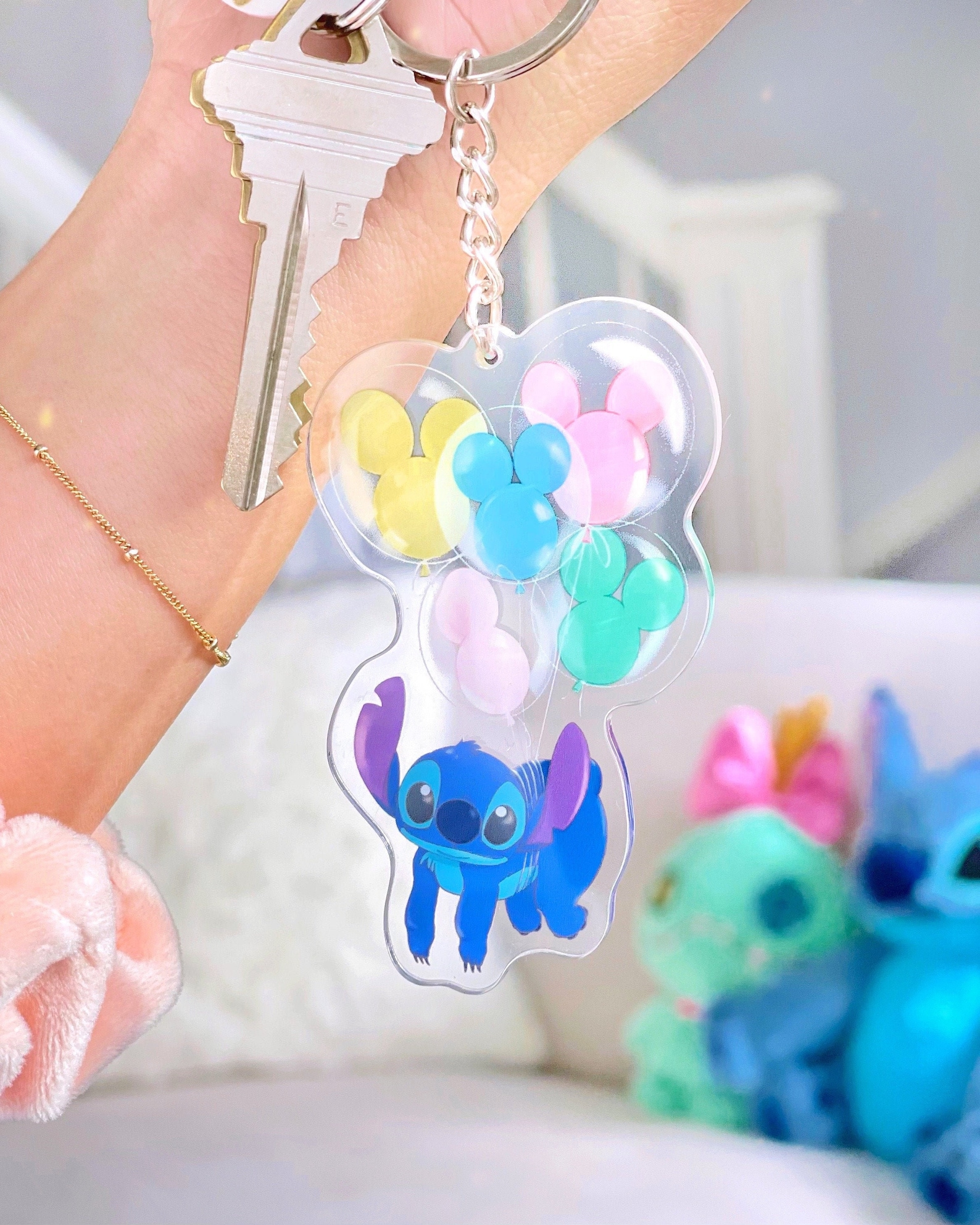 Cute Cartoon Lilo Stitch Doll Toys Light LED Stitch Stich Keychain