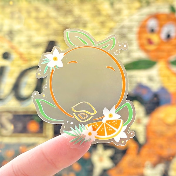 Orange Bird Blossoms Flower Wreath Transparente Disney Laptop Stickers / Tropical floral planner calcomanía botella de agua celular