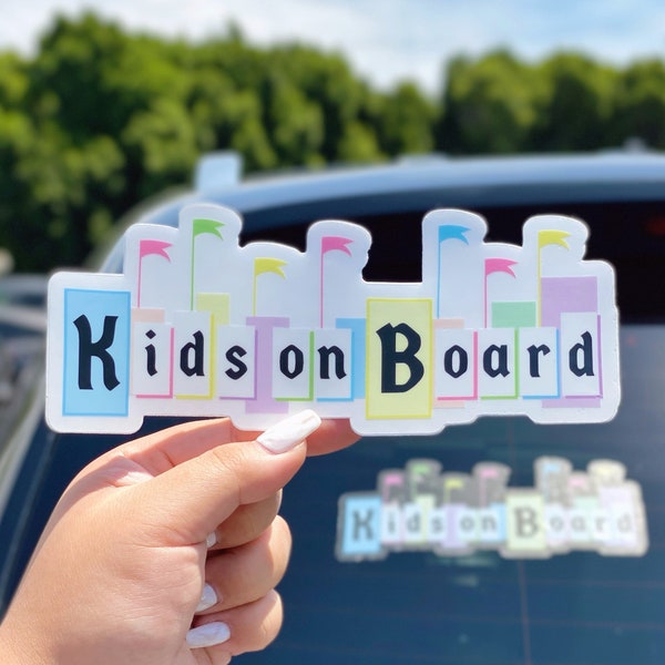 Kids on Board Disney Car Decal/ pastel Disneyland safety Car Window Bumper Vinyl Sticker/ Disney kids on board Jumbo Sticker