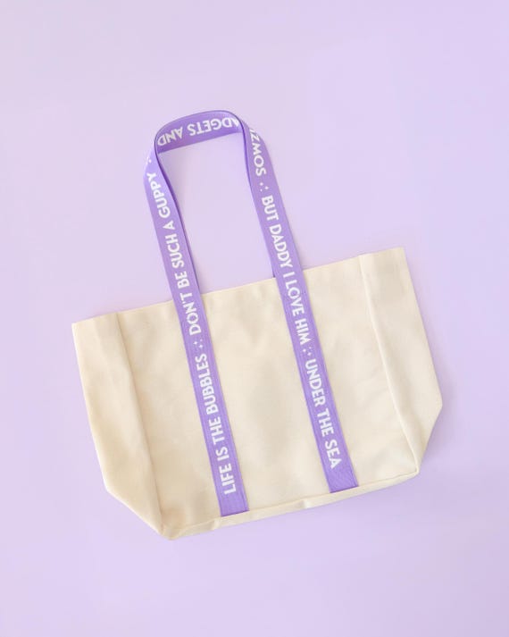 Mermaid Tote Bag: Ariel Themed, Reusable Canvas Book Bag