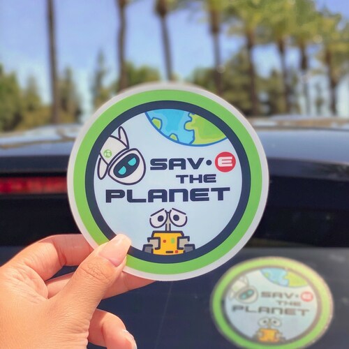 Save The Planet Wall-E Car Decal/ environment positivity Car Window Bumper Vinyl Sticker/ Disney Luggage Helmet Guitar Laptop Jumbo Sticker