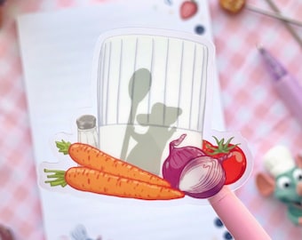 Little Chef's Ingredients Pegatina transparente / Ratatouille Remy Gusteau Disney Paris Stickers / calcomanía planificador de computadora portátil de botellas de teléfono celular