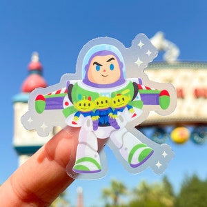 Space Ranger mit Aliens Toy Story Buzz Transparent Disney Laptop Aufkleber/ Planer Schreibwaren Aufkleber Wasserflasche Handy