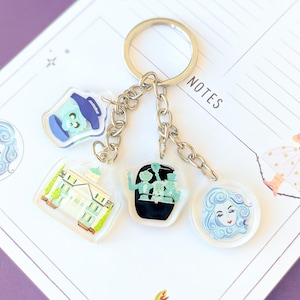 Haunted Mansion Landmarks Keychain/ Grim Grinning Ghost Madame Leota Hatbox Bag Charm Accessory/ Gifts for Disney Lover Stocking Stuffer