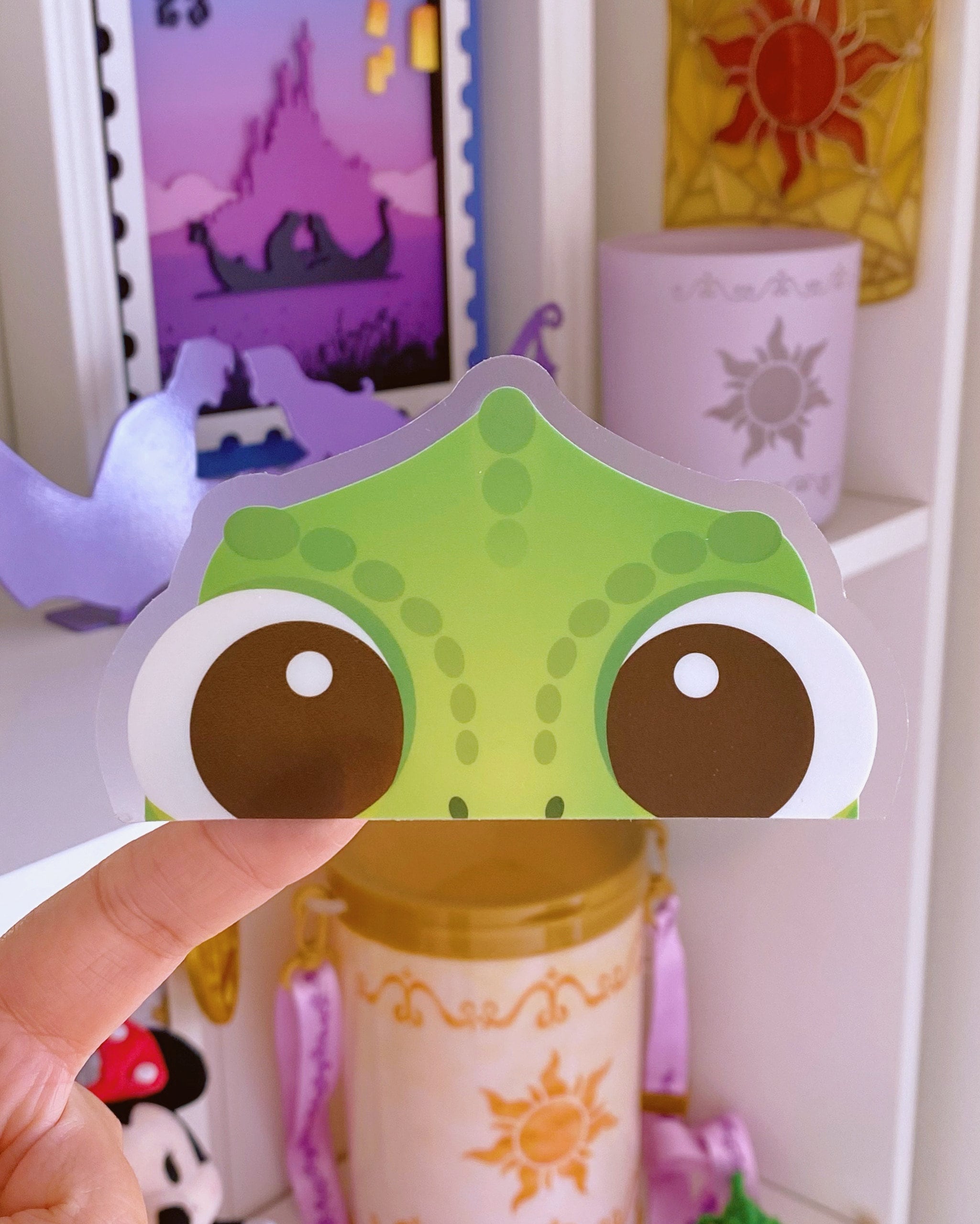 Pascal Peeker Transparent Car Decal/ Rapunzel Sidekick Peekaboo Window Bumper Vinyl Disney Luggage Helmet Decor Laptop Jumbo Sticker
