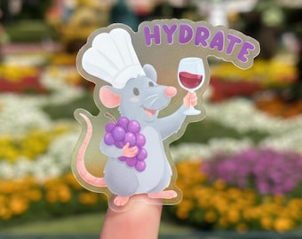 Little Chef Hydrate Transparent Sticker/ Ratatouille Chef Pixar Foodie Disney Laptop Stickers