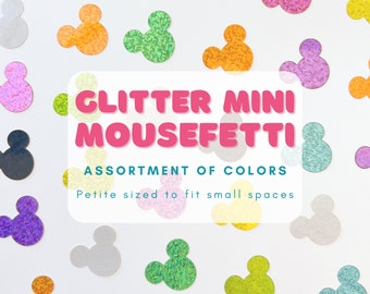 Mini sticker scintillant Mousefetti/ Petite tête de souris multicolore, emballage multiple/ Sticker petite bouteille d'eau journal mignon