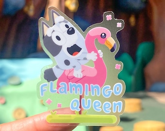 Flamingo Queen Transparent Sticker/ Blue Heeler Dogs Laptop Vinyl Stickers kids birthday party souvenir goodie bag bottle