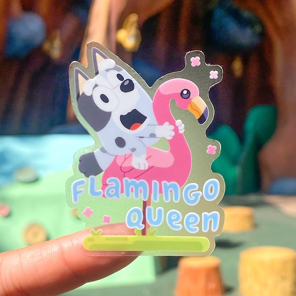 Flamingo Queen Transparent Sticker/ Blue Heeler Dogs Laptop Vinyl Stickers kids birthday party souvenir goodie bag bottle