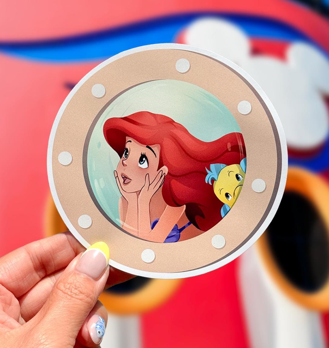 Ariel & Flounder Porthole Magnet/ Disney Stateroom Decor/ Fish Extender Gifts Cruise Door Car Accessory Kids Children Pixie dust