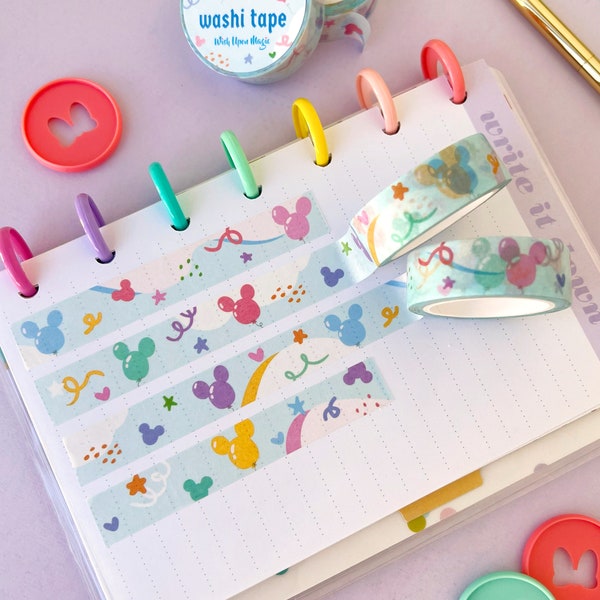 Balloons & Confetti Washi Tape/ mickey positive happy Disney planner bujo scrapbook washi tape sticker stationery