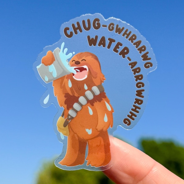 Chewie Chug Wasser Transparenter Laptop-Aufkleber, Star Wars Fan-Aufkleber