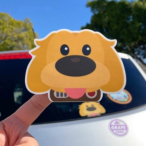Dug Peeker Transparent Car Decal/ Up Golden Retriever Dog Peekaboo Window Bumper Vinyl Disney Luggage Helmet Guitar Laptop Jumbo Sticker