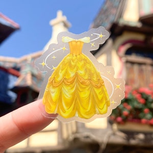 Sticker transparent robe de princesse Belle/poussière de lutin Disney La Belle et la Bête Sticker Journal Sticker bouteille pour ordinateur portable