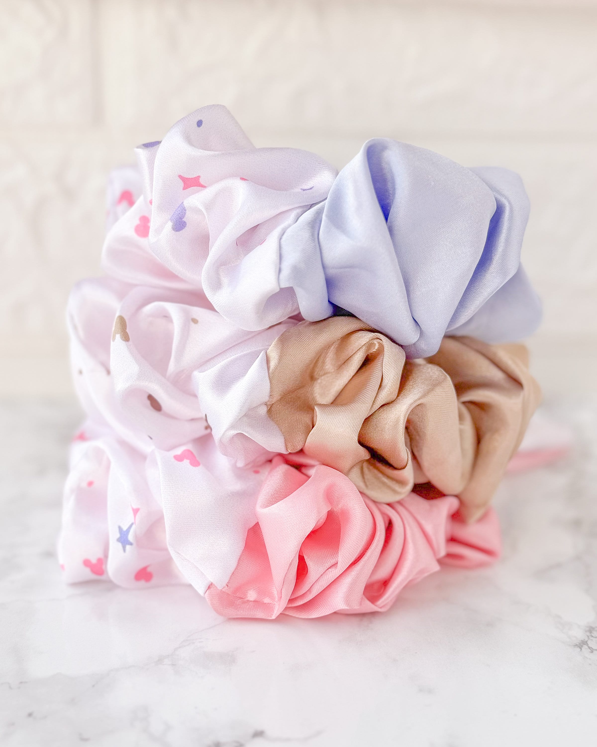 Pink Satin Bunny Scrunchie (set of 2)jumbo & Petite Two-tone  display picture 3