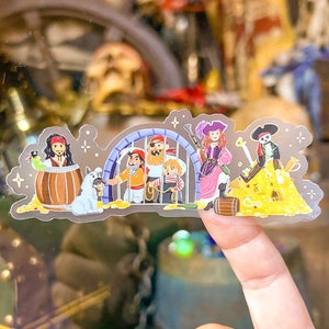 Pirates Landmarks transparante laptopsticker/Pirates of the Caribbean Jack Sparrow Disney Ride-sticker mobiele telefoonplanner waterfles