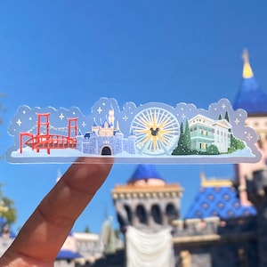 Disneyland Landmarks Transparent Laptop Aufkleber / Disney versteckte Mickey Pal Rund Riesenrad Schloss Aufkleber Handy Planer Wasserflasche
