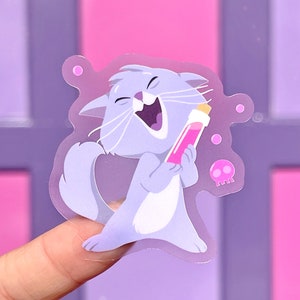 Sticker transparent Chat Yzma avec potion/ Sticker bouteille d'eau pour ordinateur portable iphone/ Sticker New Groove Kuzco de l'empereur méchant Disney