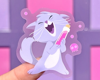 Yzma Cat with Potion Transparent Sticker/ Laptop iphone water bottle sticker/ Disney Villain Emperor’s New Groove Kuzco decal