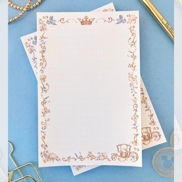 Royal Ball Cinderella Memo Notepad/ Vintage 50 sheets grid dot bullet journal/ Disney planner paper scrapbook stationery notebook supplies