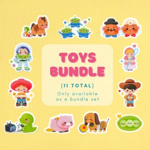 Toy Story Sticker Bundle Collection (11 stickers)/ Woody Buzz Bullseye Slinky Aliens Rex Hamm Pixar decal cell phone planner  water bottle