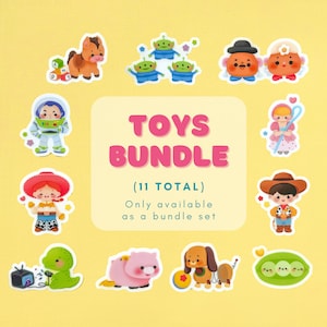 Toy Story Sticker Bundle Collection (11 stickers)/ Woody Buzz Bullseye Slinky Aliens Rex Hamm Pixar decal cell phone planner  water bottle