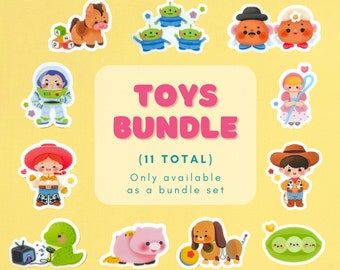 Toy Story Sticker Bundle Collection (11 stickers)/ Woody Buzz Bullseye Slinky Aliens Rex Hamm Pixar decal cell phone planner  water bottle