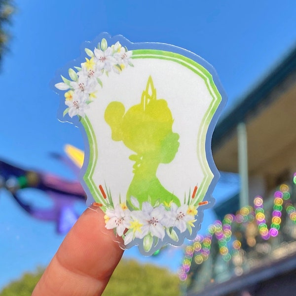 Tiana Floral Crest Transparent Stickers/ Princess And the Frog Disney laptop cell phone water bottle planner decal