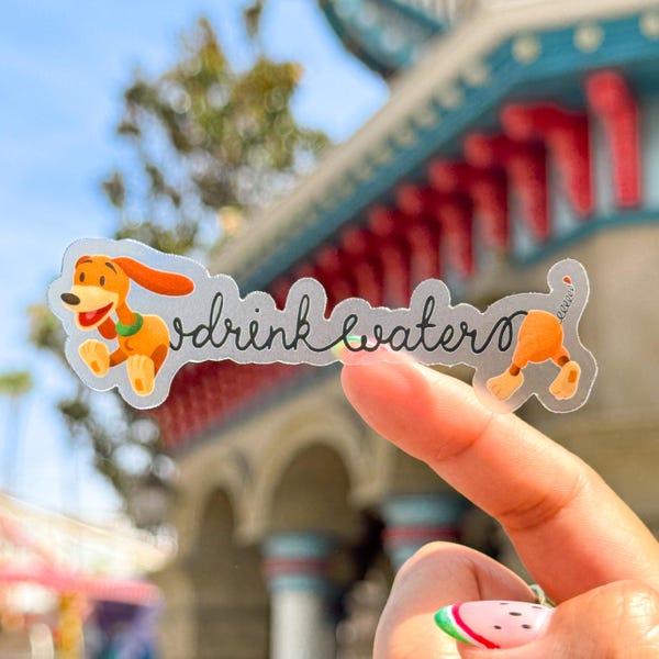 Slinky Dog Drink Water Transparent Laptop Stickers/ Hydrate Reminder Toy Story planner stationery decal water bottle cell phone