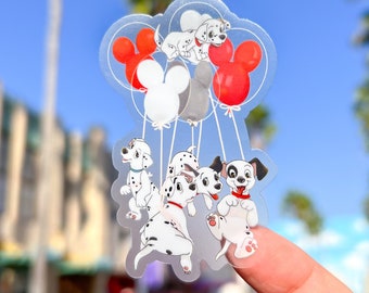 Dalmatian Puppies Mickey Balloon Transparent Sticker/ Disney decal/ cell phone case water bottle sticker