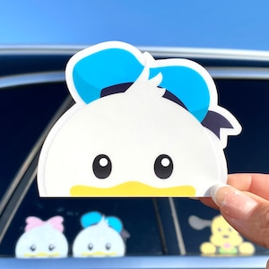 Donald Peeker Transparent Car Decal/ Daisy Duck Fab 5 Peekaboo Window Bumper Vinyl Disney Luggage Helmet Guitar Laptop Jumbo Sticker