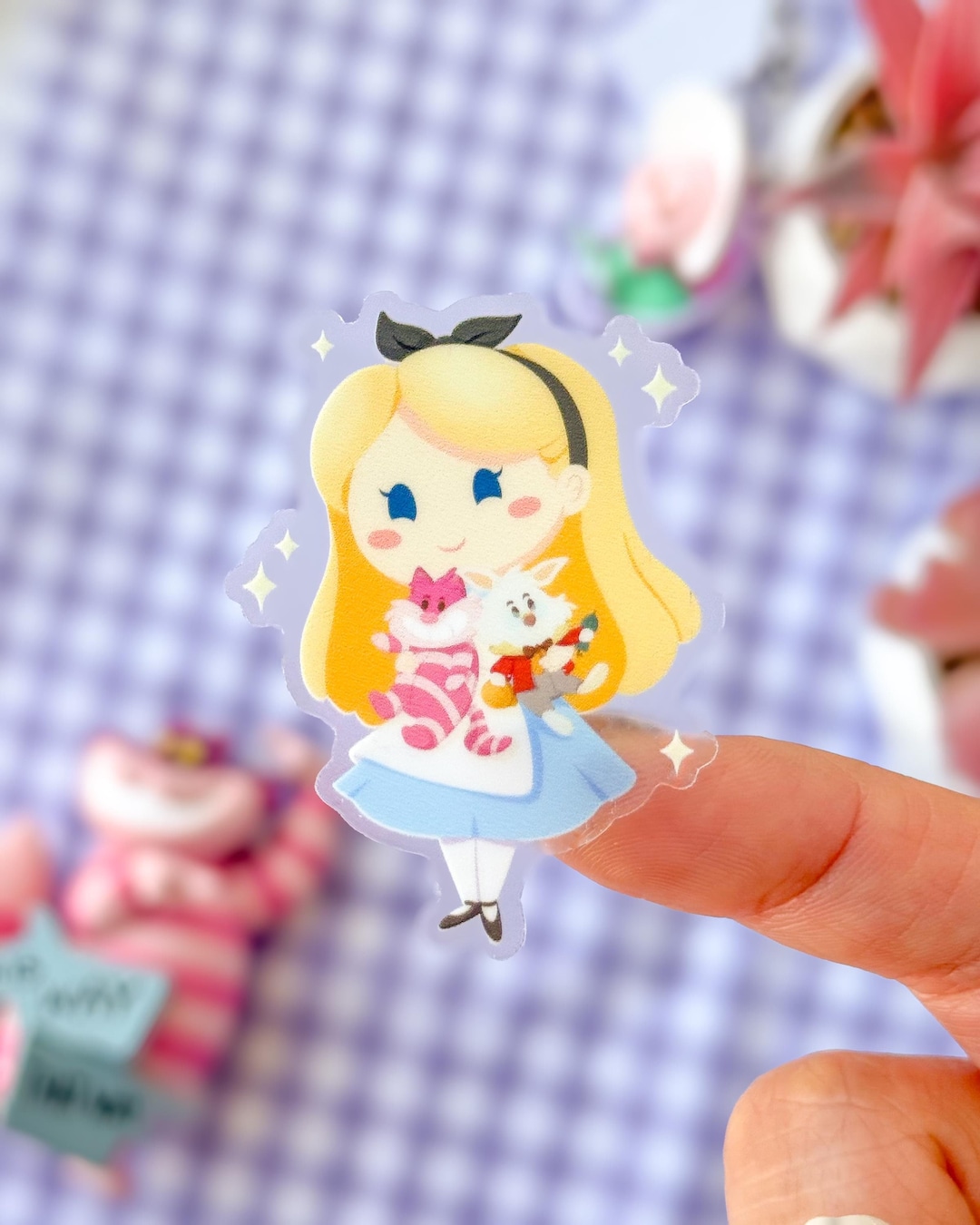 Alice With Cheshire and White Rabbit Plushie Transparent Disney Laptop ...