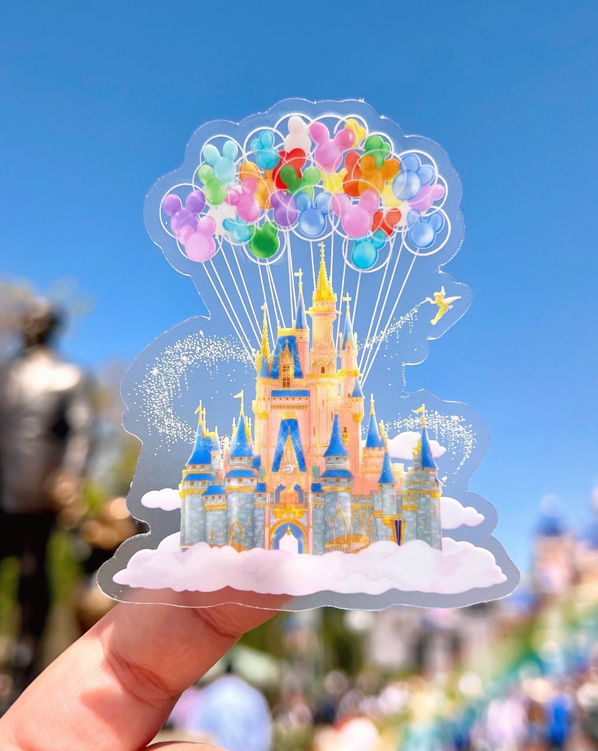 Disney World Castle Mickey Balloons Transparent Laptop Sticker/ Magic  Kingdom Fantasyland Disney decal/ planner water bottle