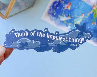 Flying to Neverland Glitter sticker/ Think Of The Happiest Things Peter Pan Disney Laptop/Mickey Vinyl Decals Journal Planner bottle sticker