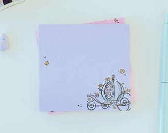 Cinderella Carriage Princess Sketch Post It/ Disney 50 sheets sticky note/ work desk stationery supplies/ teacher appreciation gift